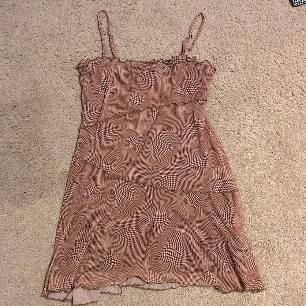 Brown spaghetti strap mini dress